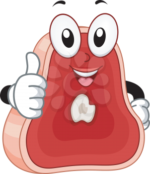 Mascot Illustration of a Chunk of Meat Doing a Thumbs Up