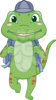 Illustration Featuring a Gecko Dressed for School