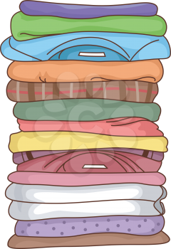Illustration Featuring a Pile of Folded Clothes