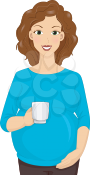 Illustration Featuring a Pregnant Woman Holding a Cup of Hot Drink