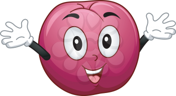 Mascot Illustration Featuring a Plum with Its Arms Opened Wide
