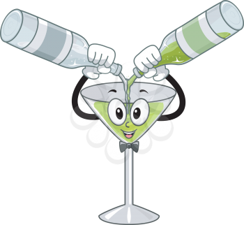 Mascot Illustration Featuring a Wineglass Mixing Drinks