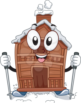 Mascot Illustration Featuring a Ski Lodge