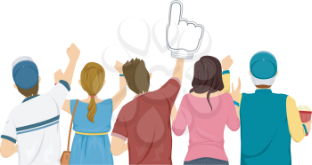 Illustration Featuring a Group of Sports Fans Cheering for Their Team