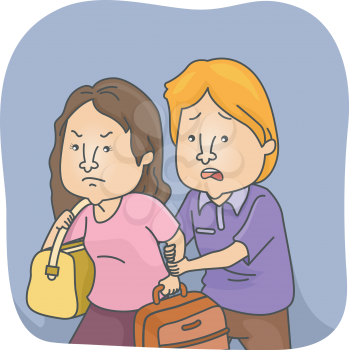 Illustration Featuring a Wife Leaving Her Husband