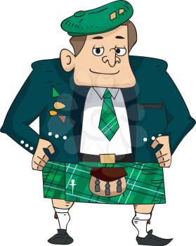 Illustration Featuring a Man Wearing a Scottish Costume