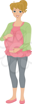 Illustration Featuring a Pregnant Caucasian