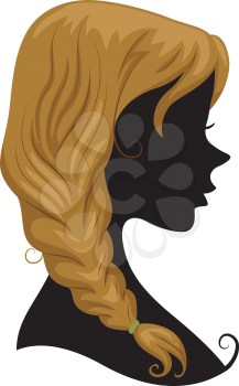 Illustration Featuring the Silhouette of a Girl Wearing a Braid