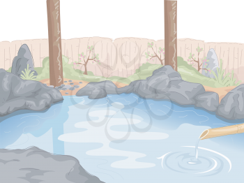 Illustration Featuring an Indoor Hot Spring