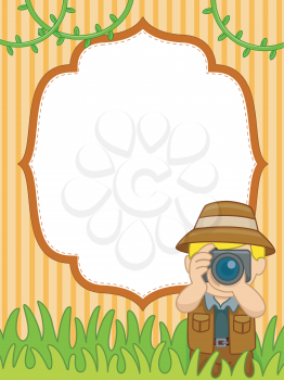Background Illustration of a Man in Safari Outfit Taking Pictures