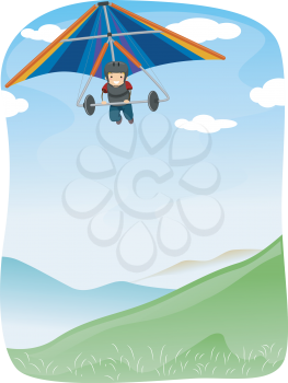 Illustration of a Stickman Maneuvering  Hang Glider