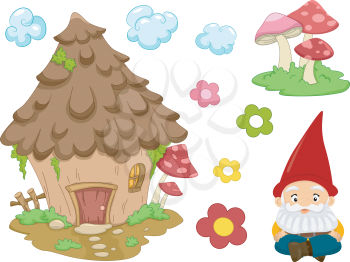 Illustration of Different Items Commonly Associated With Gnomes