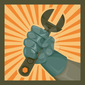 Icon Illustration of a Hand Gripping  a Wrench