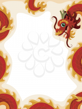 Background Illustration Decorated With a Red Dragon