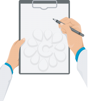 Cropped Illustration of a Doctor Writing Something on His Clipboard