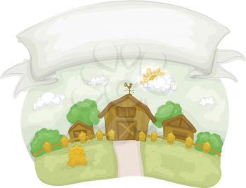 Banner Illustration of a Typical Farm in the Country