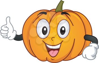 Mascot Illustration of a Pumpkin Giving a Thumbs Up