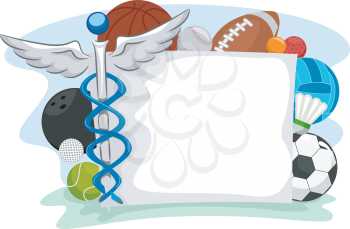 Frame Illustration of Icons Commonly Associated With Sports and Medicine
