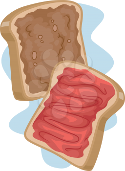 Illustration of a Sandwich Spread With Peanut Butter and Jelly
