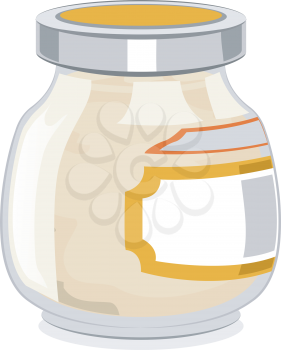 Illustration of a Glass Jar Full of Mayonnaise