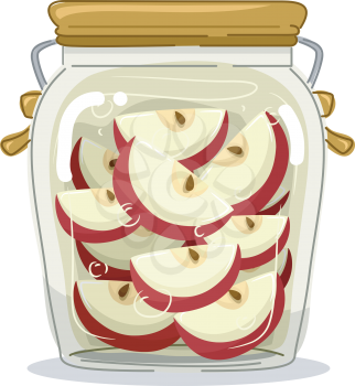 Illustration of a Jar Filled With Preserved Slices of Apples