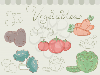 Illustration of Different Vegetables Grouped Together