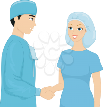 Illustration of a Woman Shaking the Hands of Her Cosmetic Surgeon