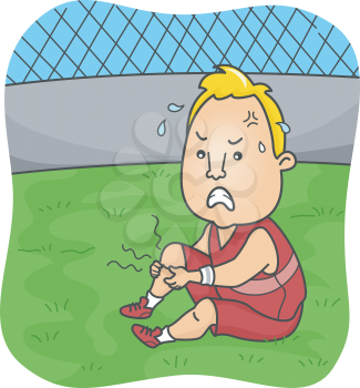 Illustration of a Male Athlete Suffering from Severe Leg Cramps