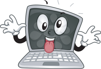 Mascot Illustration of a Laptop Telling a Joke