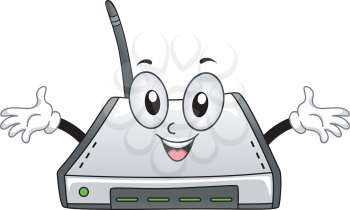 Mascot Illustration of a Wi-fi Router with its Arms Spread Wide