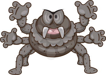 Mascot Illustration of a Spider with Its Tentacles Spread Wide