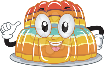 Mascot Illustration of a Stack of Gelatin Pointing to Itself