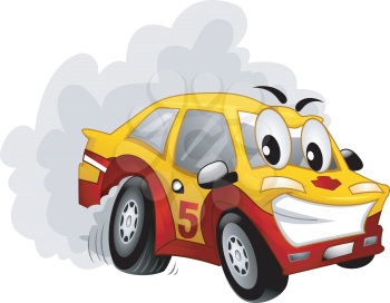 Mascot Illustration of a Car Participating in a Drifting Exhibition