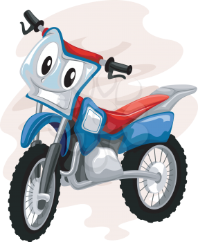 Mascot Illustration of a Motocross Bike Grinning Mischievously