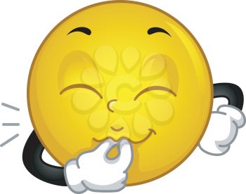 Mascot Illustration of a Smiley Whistling its Fingers