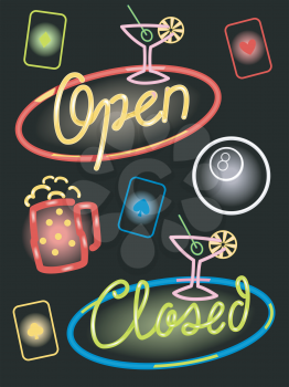 Illustration of Different Neon Light Designs for Bars