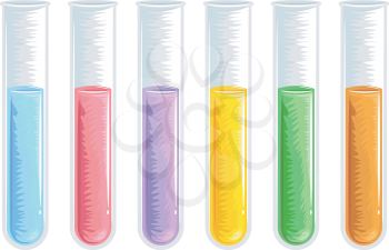 Illustration of Test Tubes Filled with Liquids of Different Colors