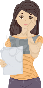 Illustration of a Girl Unhappy with the Results on her Paper