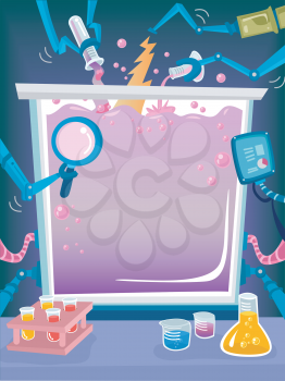 Frame Illustration Featuring Assorted Chemicals and Laboratory Tools