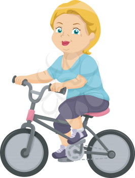 Illustration of an Elderly Woman Riding a Bicycle