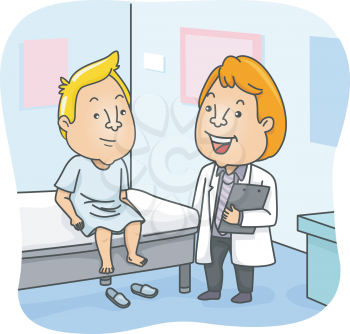 Illustration of a Male Doctor Checking His Patient