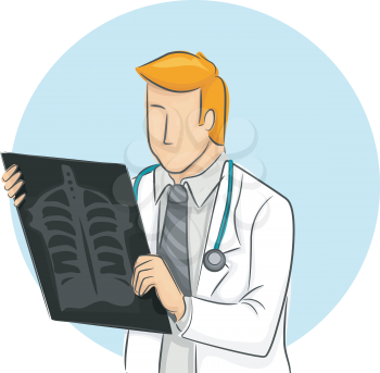 Illustration of a Doctor Checking the X Ray of a Patient