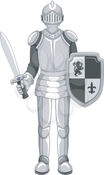 Illustration of a Knight in Full Armor Holding a Sword
