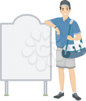 Illustration of an Athlete Leaning Against a Blank Board