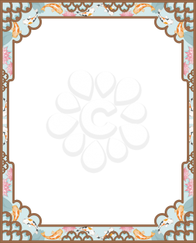 Background Illustration of an Asian Themed Frame Designed with Koi Fishes