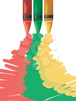 Illustration of Crayons Spilling Colors on its Trail