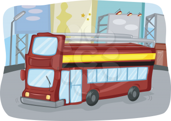 Illustration of a Double Decker Bus with an Open Top