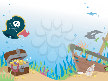 Background Illustration of a Sunken Pirate Ship
