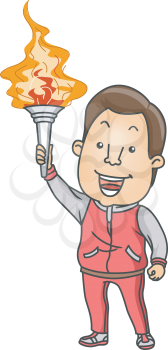Illustration of a Torchbearer Holding the Official Torch Up High
