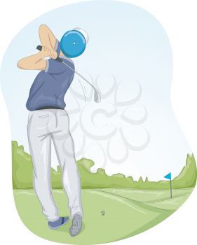 Frame Illustration of a Golfer Swinging His Club